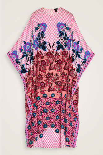 Çit Pembe İpek Kaftan - 2