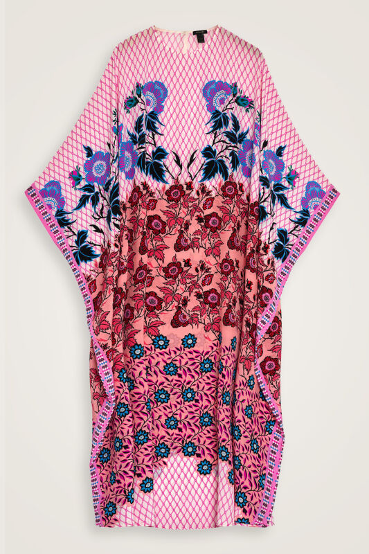 Çit Pembe İpek Kaftan - 2