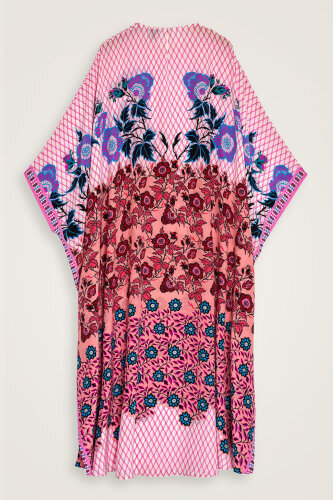 Çit Pembe İpek Kaftan - 4