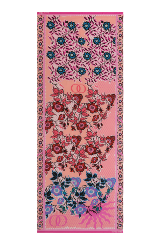 Çit Pembe Krep İpek Kaftan Şal 80x210 - 2