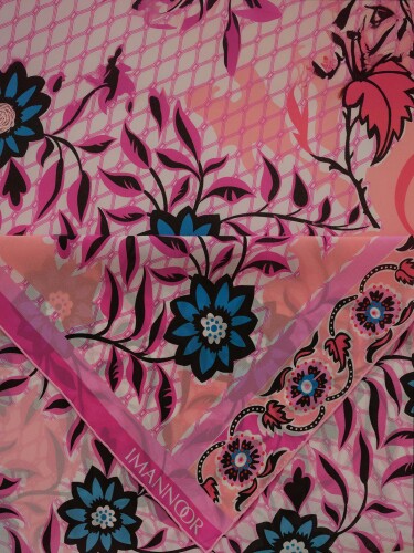 Çit Pembe Krep İpek Kaftan Şal 80x210 - 4