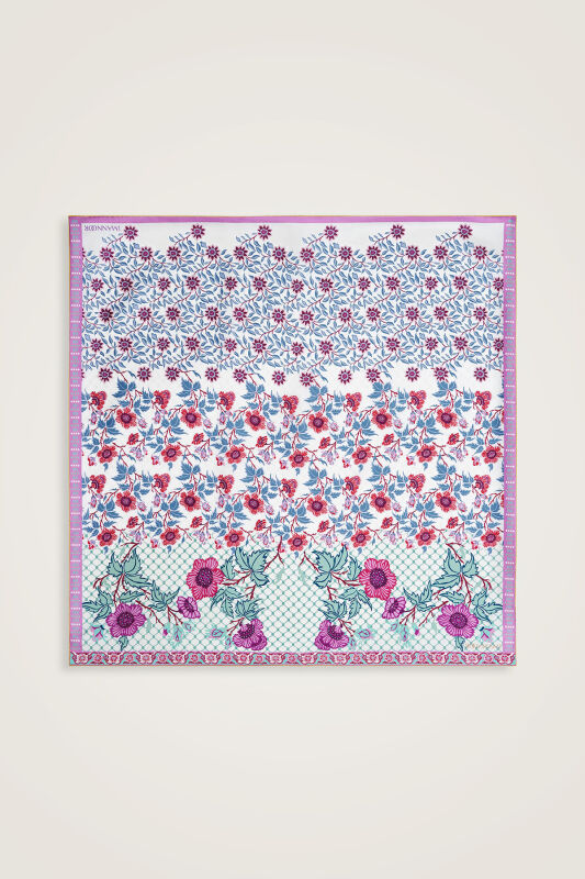 Çit Sarı-Pembe Çift Taraflı Tivil İpek Eşarp 90x90 - 2