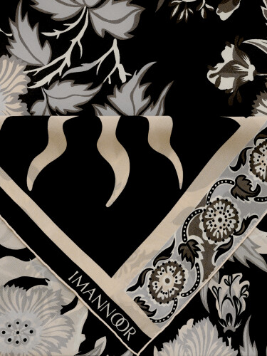 Çit Siyah Krep İpek Kaftan Şal 80x210 - Imannoor (4)