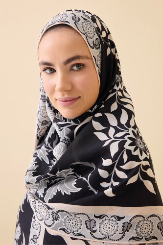 Çit Siyah Krep İpek Kaftan Şal 80x210 - Imannoor (3)