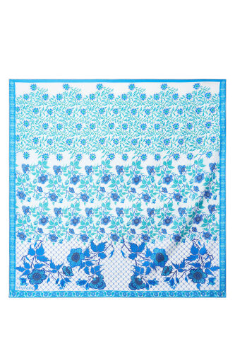 Çit Turquoise-Blue Double-Sided Twill Silk Scarf 