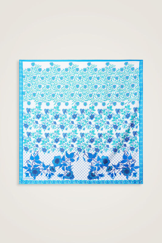 Çit Turquoise-Blue Double-Sided Twill Silk Scarf - 2