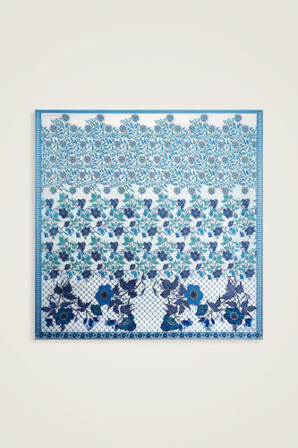 Çit Turquoise-Blue Double-Sided Twill Silk Scarf - 3