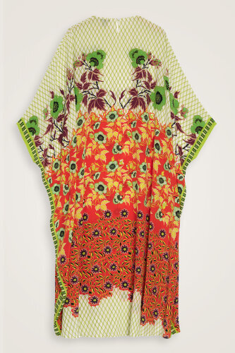 Çit Turuncu İpek Kaftan - 4