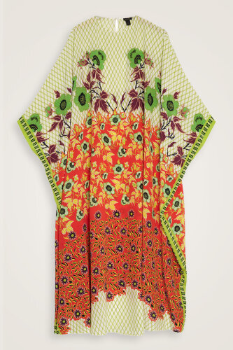Çit Turuncu İpek Kaftan - 2
