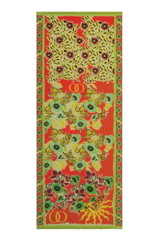 Çit Turuncu Krep İpek Kaftan Şal 80x210 - 2