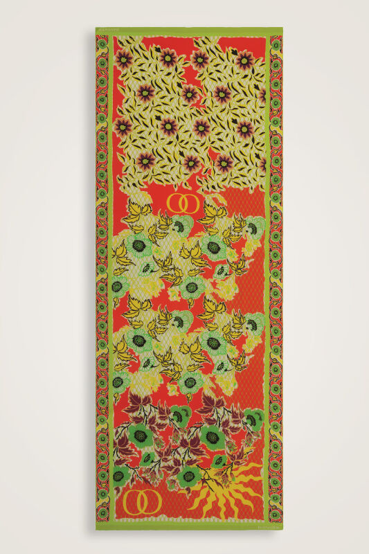 Çit Turuncu Krep İpek Kaftan Şal 80x210 - 2