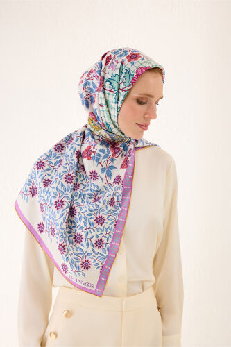 Çit Yellow-Pink Double-Sided Twill Silk Scarf - 4