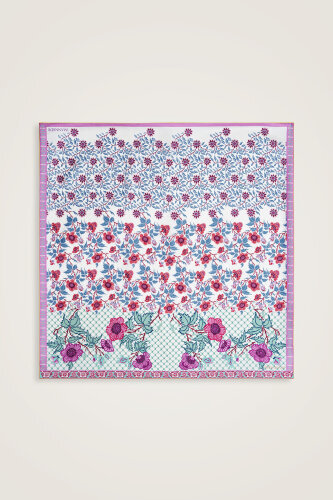 Çit Yellow-Pink Double-Sided Twill Silk Scarf - 2