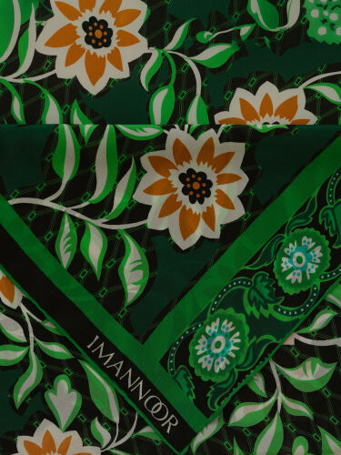 Çit Yeşil Krep İpek Kaftan Şal 80x210 - 4