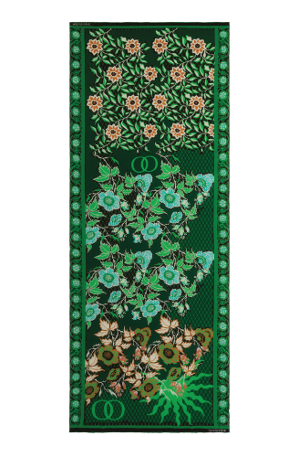 Çit Yeşil Krep İpek Kaftan Şal 80x210 - 2