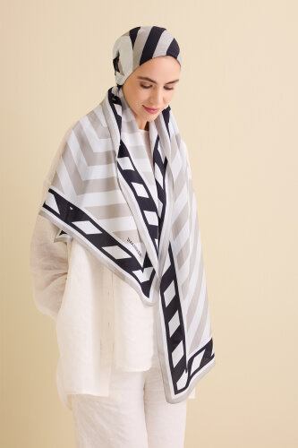 Çizgi Noor Gri Floş Viskon Şal 72x212 - Imannoor (1)