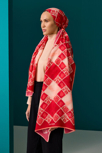 Clove Box Flush Viscose Shawl Coral 