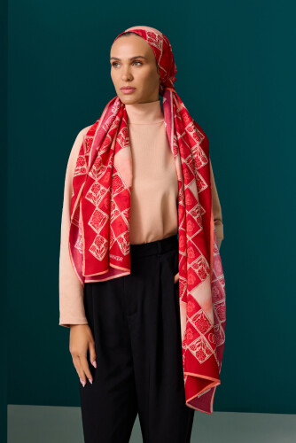 Clove Box Flush Viscose Shawl Coral - 4