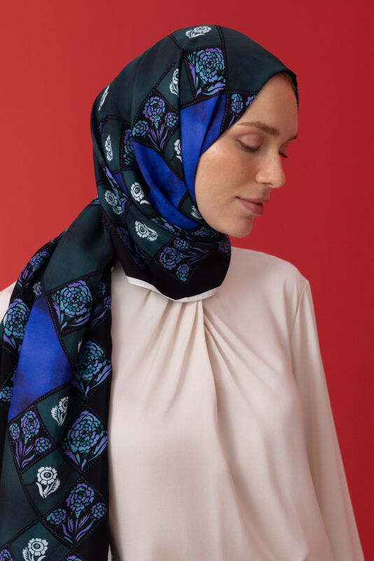 Clove Box Flush Viscose Shawl Navy - 3