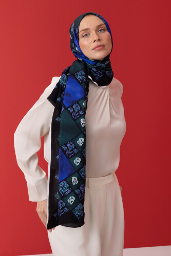 Clove Box Flush Viscose Shawl Navy - 5