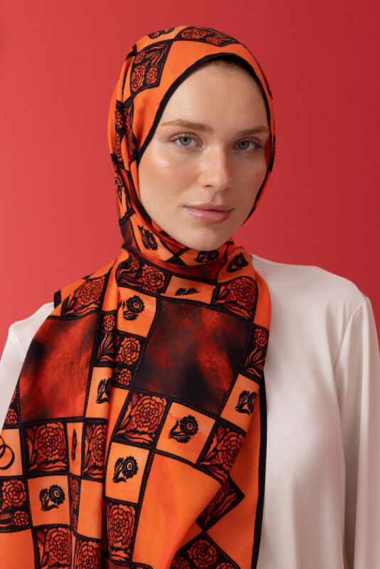 Clove Box Flush Viscose Shawl Orange - 5