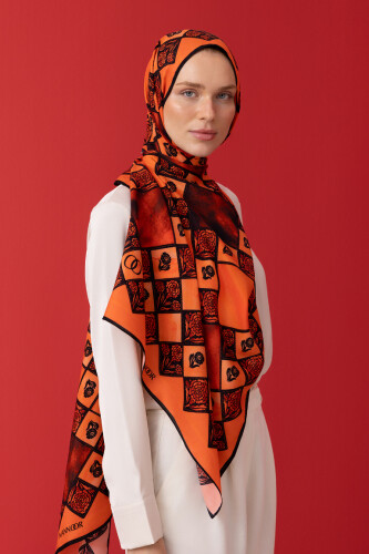 Clove Box Flush Viscose Shawl Orange 