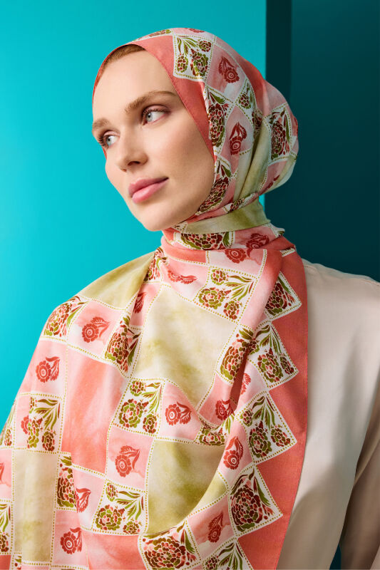 Clove Box Flush Viscose Shawl Salmon - 5