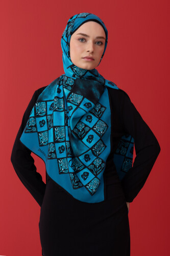 Clove Box Flush Viscose Shawl Turquoise 