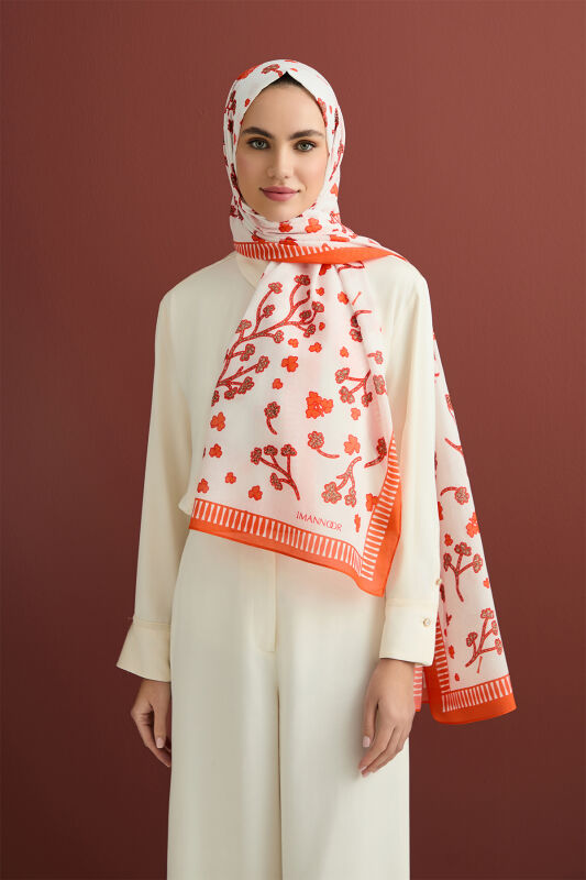 Clover Garden Flosh Viscose Shawl Orange - 5