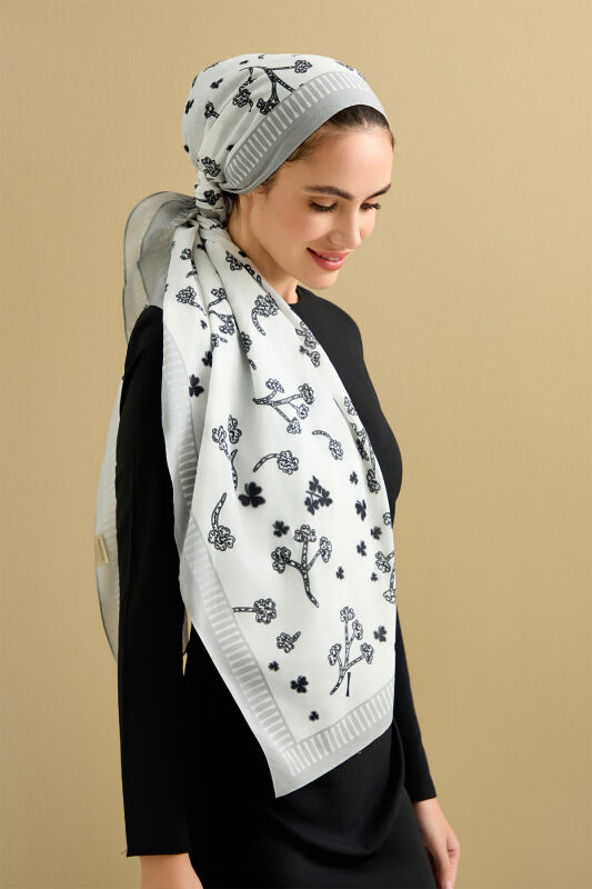 Clover Garden Flosh Viscose Shawl White - 3