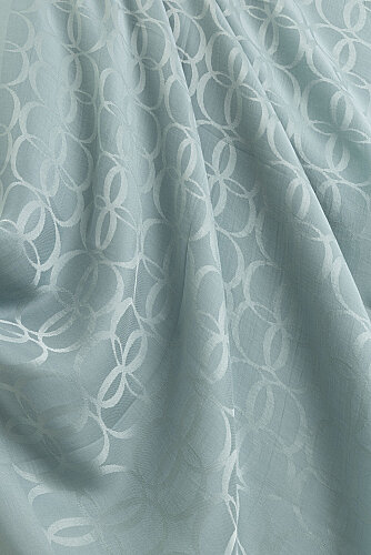 Clover Logo Light Blue Naia Jacquard Silk Scarf - Imannoor (1)