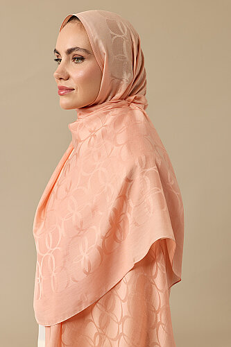 Clover Logo Salmon Naia Jacquard Silk Scarf - 3