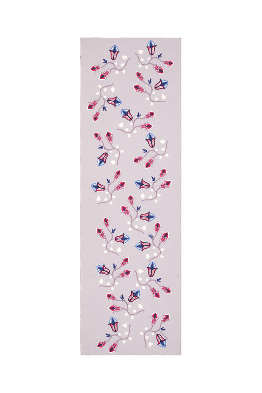 Çöl Çiçeği Gri Krep İpek Şal 80x210 - 2