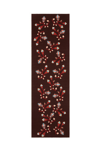 Çöl Çiçeği Kahverengi Krep İpek Şal 80x210 - 2