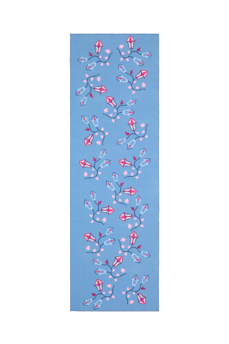 Çöl Çiçeği Mavi Krep İpek Şal 80x210 - 2