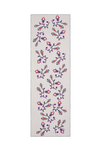 Çöl Çiçeği Mor Krep İpek Şal 80x210 - 2
