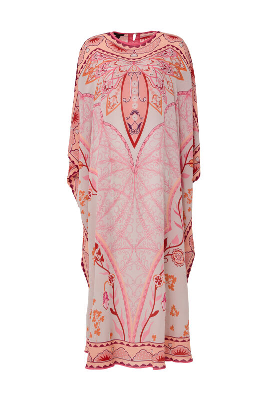 Çölde Otağ Pembe İpek Kaftan - 1