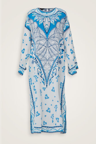 Tent in the Desert Long Silk Dress Blue - 1