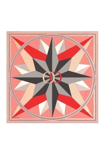 Compass of the North Twill Silk Scarf Red - 2