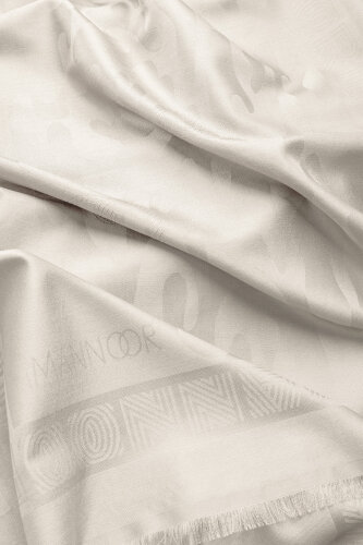 Coral Bone Jacquard Silk Shawl - 3