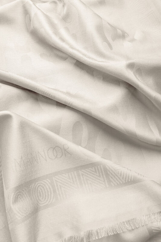 Coral Bone Jacquard Silk Shawl - 3