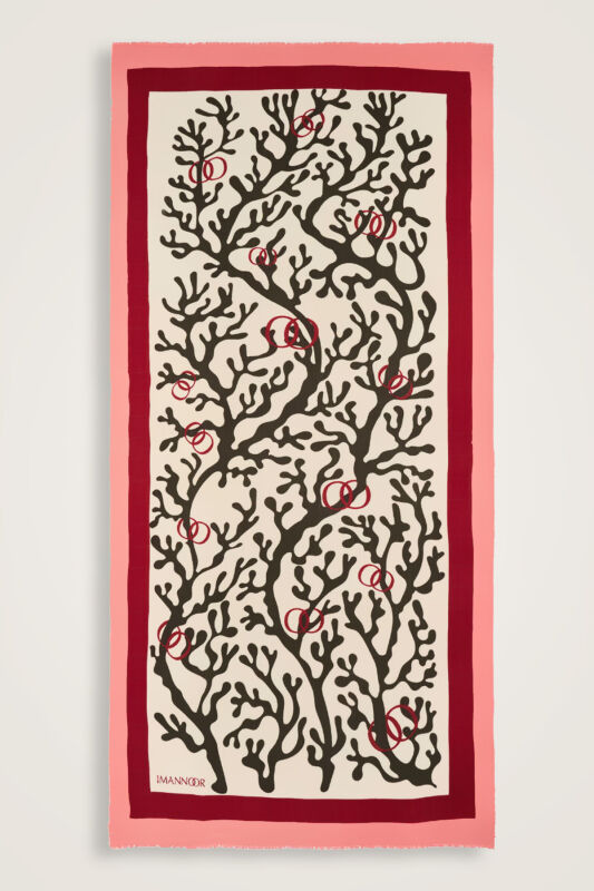Coral Coral Wool Silk Shawl - 2