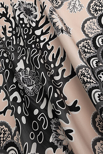 Coral Garden Grey Twill Silk Scarf - 2