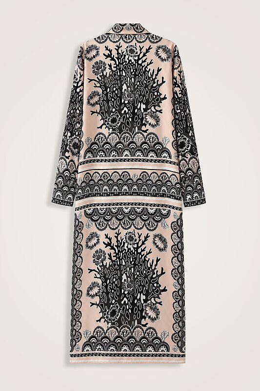 Coral Garden Grey Twill Silk Shirt Dress - 3