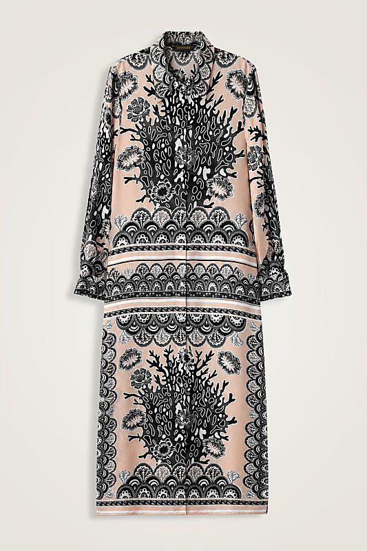 Coral Garden Grey Twill Silk Shirt Dress - 1