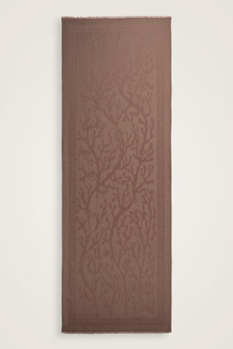 Coral Milk Coffee Jacquard Silk Shawl 70x200 - 2