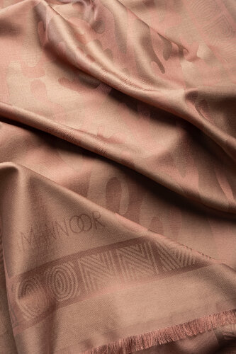 Coral Milk Coffee Jacquard Silk Shawl 70x200 - 4