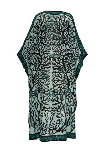 Coral Mint Silk Abaya - 2