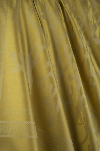 Coral Olive Green Jacquard Silk Shawl - 2