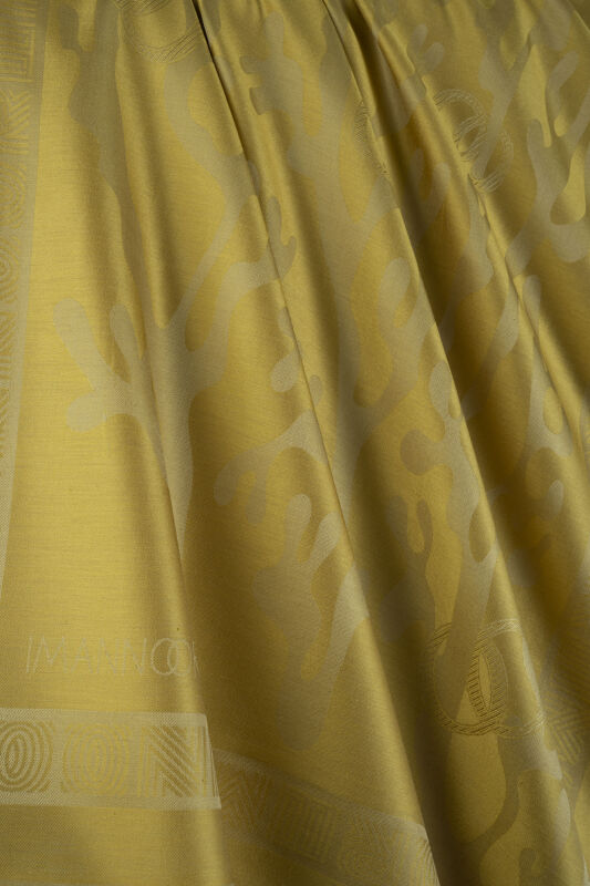 Coral Olive Green Jacquard Silk Shawl - 2